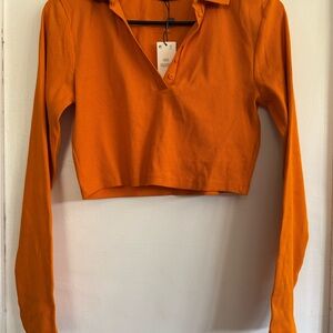 Orange Long Sleeve Crop Top